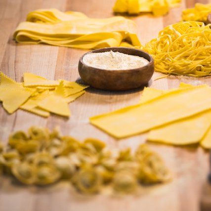 Multiple pasta varieties prepared in the Brazen Kitchen