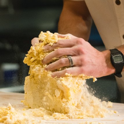 Chef Kevin Scharpf kneading pasta dough